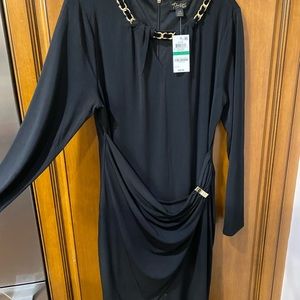 NWT Thalia Sodi Faux Wrap Dress with rushing and gold embellishments
